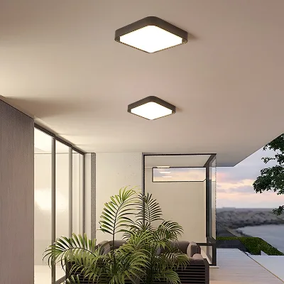 IP65 Square Outdoor Ceiling Lights with Aluminum Housing for Balcony Corridor