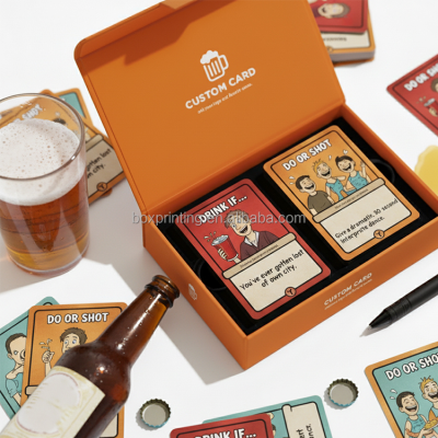 Custom Printing Communication Question Drink Cards Game Paper with 2 Pieces Magnetic Middle Drawer Cigarette Case Box