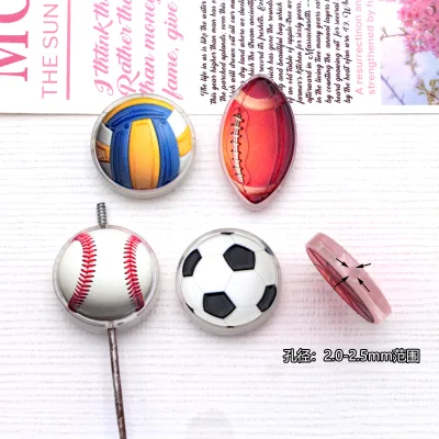 Double-sided Pattern Sports Ball, Football, Basketball, Rugby, Volleyball, Acrylic Beads, Mobile Phone Chain, Keychain Beads