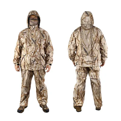 Autumn and Winter Jungle Waterproof Reed and Velvet Bionic Camouflage Hunting Fishing Hunting Ghillie Suit