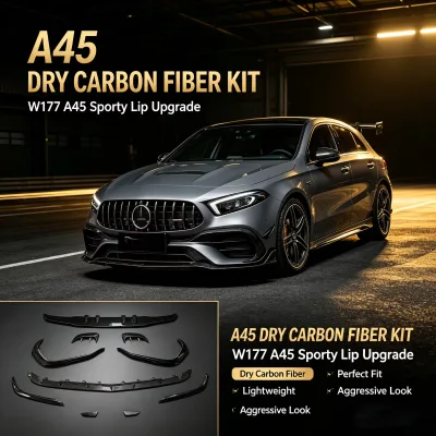 W177 Exterior Parts for 2020Y a Class W177 A45 Carbon Fiber Front Bumper Lips Rear Diffuser Beard W177 A45 Dry Carbon Bodykit