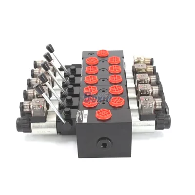 Global Supplier of DCV58 5 Spool Directional Control Valve, Solenoid Operanted Manual Override, G1/2 Inlet/Outlet