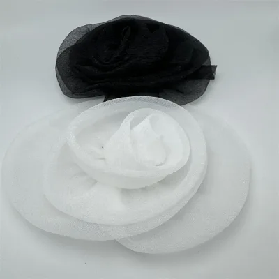 17cm Three-Dimensional Bottom Rose Applique Organza DIY Corsage Clothes Hats Fabrics Metal Copper Garment Accessories