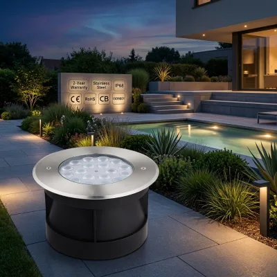 CE Underground Warm White LED Inground Light IP68 12V Recessed Buried Outdoor Driveway Deck Light Stainless Steel