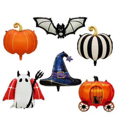 New Halloween Ghost Pumpkin Bat Mix Color Cartoon Foil Balloons for Holiday Party Atmosphere Decoration