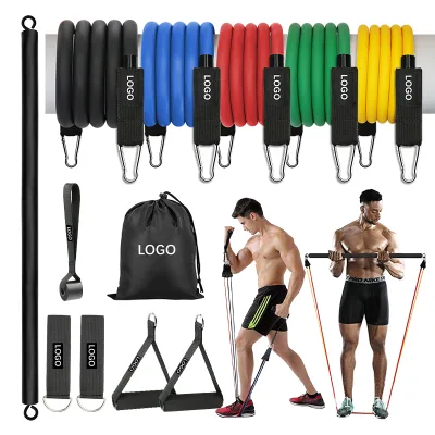 Tension Strapsand Yoga Ropes Rubber Expander Exercise Elastic Pull With Training Bar 12Pcs Fitness Resistance Tube Band