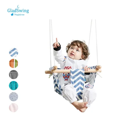 Soft Backrest Cushion and PE Rope Kids Classic Swing Baby Canvas Hanging Swing Seat Toddler Secure Indoor Fabric Baby Swing