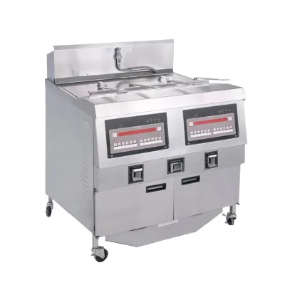 XYBest 2-Tank 4-Basket /Gas Open Fryer, Commercial Grade with Wheels
