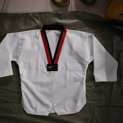 Children's Taekwondo Training Uniforms Short-Sleeved Polyester with Printed Logos for Gyms