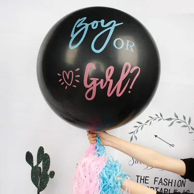 36inch Giant Black Gender Reveal Party Balloons Girl or Boy Large Latex Baby Shower Reveal Party Balloons