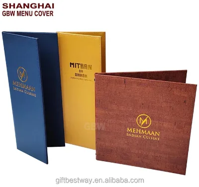 Low Moq LOGO Bar Card Customized Wood Holder With Straps Menu Cover