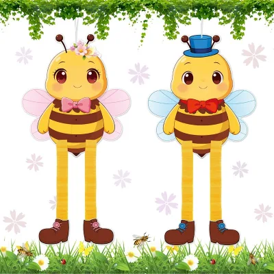 New Retractable Bee Honeycomb Pendant Bee Theme Birthday Party Decoration Honeycomb Hanging Ornament