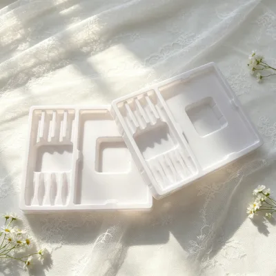 White PS Stationery Combo Tray, Writing Pen and Notebook Kit Tray, Eco-friendly Plastic Tray, Stationery Gift Tray