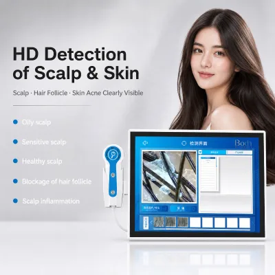 Touch Screen Scalp Hair Analysis HD 50X 200X Image Comparison Follicle Scalp Diagnosis Moisture Detection Device