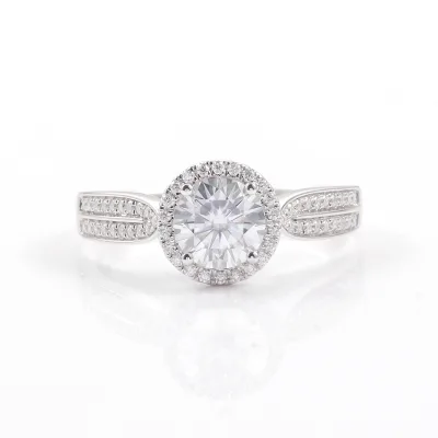 Vermeil Moissanite 925 Sterling Silver Jewelry White Gold Plated 7MM Moissanite Rings Factory Wholesale Price Ring for Women