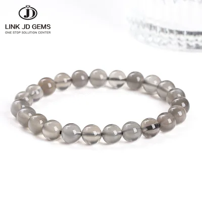JD GEMS Natural Black Labradorite Bracelets Flash Finished Round Elastic Beads Bracelet 8A Natural Black Moonstone Bracelet