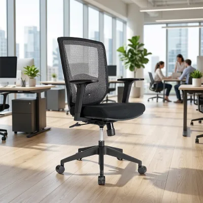 Ergonomic Mesh Office Chair with Adjustable Armrests and Swivel Base for Commercial Use