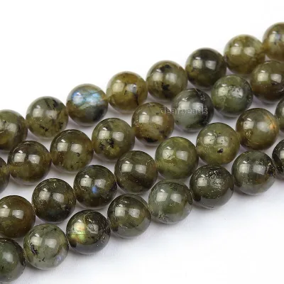 Wholesale High Quality Natural Army Green Labradorite Stone Beads for Bracelets Jewelry Making 6mm 8mm 10mm, Length 38cm 15"