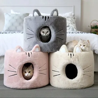 Pet House Cave Bed for Small Medium Cat Puppies Bed with Removable Cushion