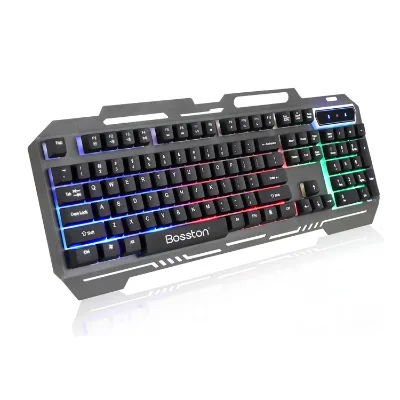 2022 RGB Wired Gaming Keyboard Metal Panel Gaming Keyboard 104 Key Mechanical Feel Keyboard for Laptop Desktop PC Gamer