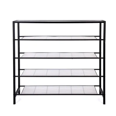 Modern 4 Tier Extendable MDF+Steel Shoe Rack Commercial Living Room Hotel Plant Display Storage Organizer
