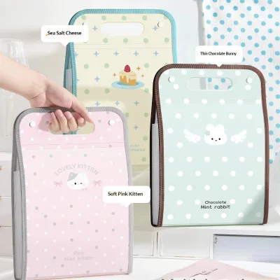 Slim Chic Polka-dot Vertical Accordion-style Bag PP Material Made China; Portable Storage for Students' Homework File Folder