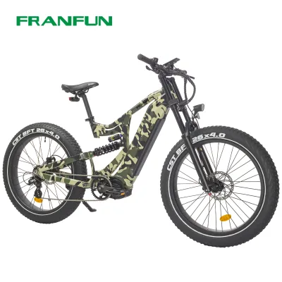 Dual Suspension 26*4.0 Fat Tyre 1000W Bafang Mid Drive Motor Electric Mountain Bike Mtb