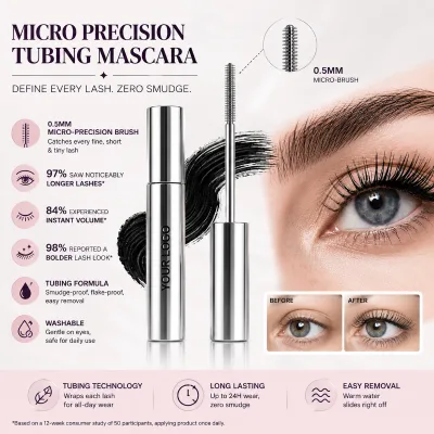 Private Label Tubing Mascara Easy Wash Washable Mascara Long Lasting Lengthening Volumizing Curling Makeup