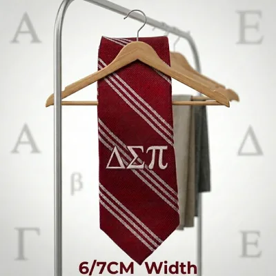 Custom Casual Eco-Friendly Slim Narrow Width School Neck Ties Greek Letter Fraternity Sorority College Crest Striped Jacquard