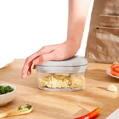 Portable Multifunction Manual Garlic Cutter Mini Chopper with Stainless Steel Blades Eco-Friendly
