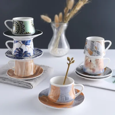 Cups and Saucer Set Ceramic Mini Espresso Cup Coffee Gift Set