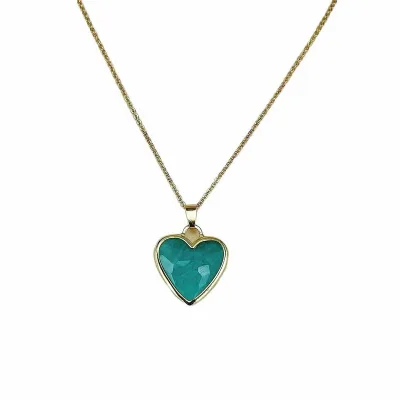 CH-LAN1096 Elegant Heart Necklace Blue Stone Heart Necklace Women Heart Jewelry Wholesale Colorful Accessory Wholesale