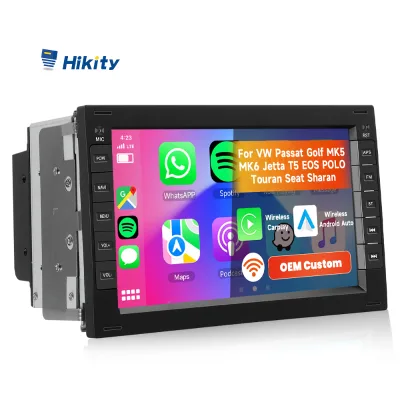 Hikity 7'' Android Car Radio 4+64GB Wireless CarPlay Android Auto GPS/WiFi for VW/POLO/PASSAT/SHARAN/JETTA/GOLF/SKODA Autoradio