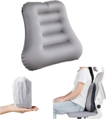 Ergonomic Inflatable Lumbar Support Pillow for Airplane Travel, Camping, Car Seat and Office Chair