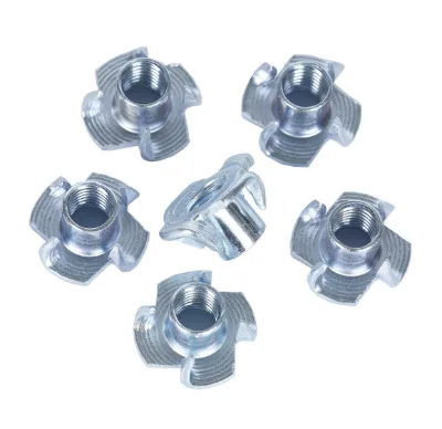 Full Thread Wholesale Production Galvanized DIN1624 4 Prong Insert T Nut  Four Claw Tee Nuts for Furniture Installation