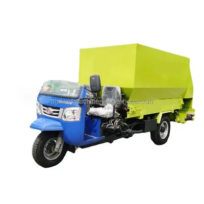 Electric Three-Wheel Feed Truck for Cattle and Sheep Breeding Farm Fast Discharge Feed Feeder Truck Fertilizer Spreader