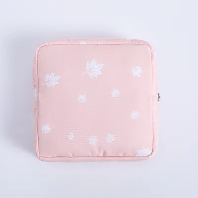 Women's Daily Organizer Cotton Zipper Foldable Waterproof Sanitary Napkin Storage Bag for Bathroom Bedroom Practical