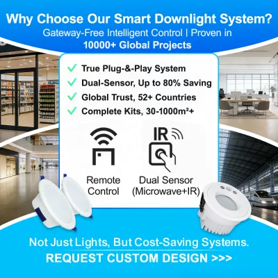 Amelech Complete Smart Downlight Solutions No Gateway with Dual Sensor for Supermarket Lighting Retrofit