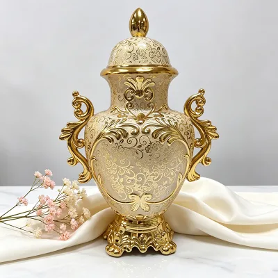 White Porcelain Ginger Jar Polished Silver Baroque Acanthus Scrollwork C Scroll Handles Yoruba Religious Decorative Urn