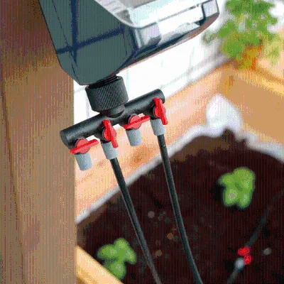 Adjustable Flow 4-Port ABS Plastic Drip Irrigation