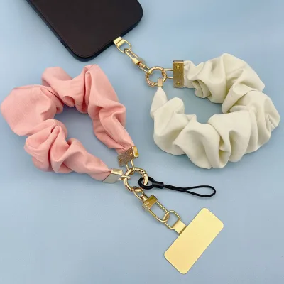 New Short Mobile Phone Strap Creative Anti-loss Fabric Wrinkle Phone Bag Strap Fashion Accessory for Women Elastic Phone Strap