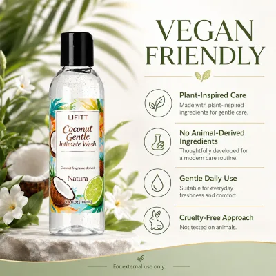 Premium Organic Coconut Extract Feminine Care Wash Private Label Mild Nourishing Intimate Wash with Soothing Active Beads