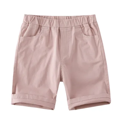 Customizable Wholesale Boutique Pink Kids Girls Breathable Eco-Friendly Cargo England Style Cotton Canvas Shorts for Summer