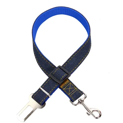 Length Adjustable Denim Nylon Pet Car Seat Safety Fasten Belt