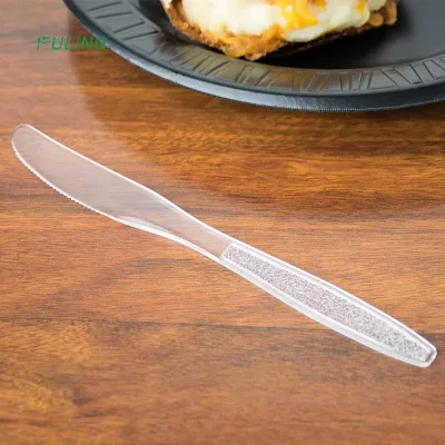 190mm Long Handle Heavy Weight Besteck Ps Cutlery Disposable clear Plastic Knives for Party