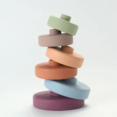 Hot Sales FUBON Silicone BPA Free Factory 6Pcs/Set Educational Building Blocks for Baby Customize Color Teething Toy