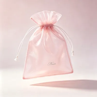 Custom Logo Luxury Organza Jewelry Pouch Premium High Density Mesh Drawstring Gift Bag for Cosmetics Boutique Packaging