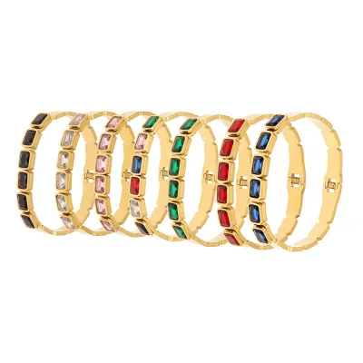 Super Sparkly  Stylish square Czech Glass Buckle Bangle