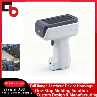 Gun Grip Design Gray White Spliced Body Top Horizontal Screen Front Test Port Custom Handheld Test Device Plastic Housing