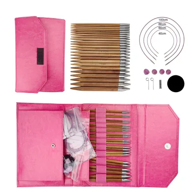 Circular Knitting Needles Ring Set Aluminum 12 Sizes Bamboo Needles Set With Basic Knitting Tools Accessories